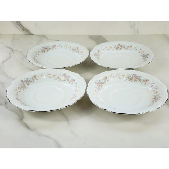 Johann Haviland Floral Splendor Saucers 6 1/4" Silver Trim 80s Germany x4 Vtg - Picture 9 of 16